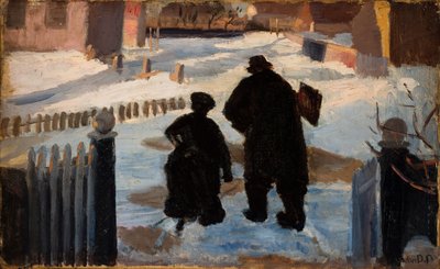 Michael Ancher auf dem Weg zu seinem Atelier, begleitet von der Organistin Helene Christensen von Anna Ancher